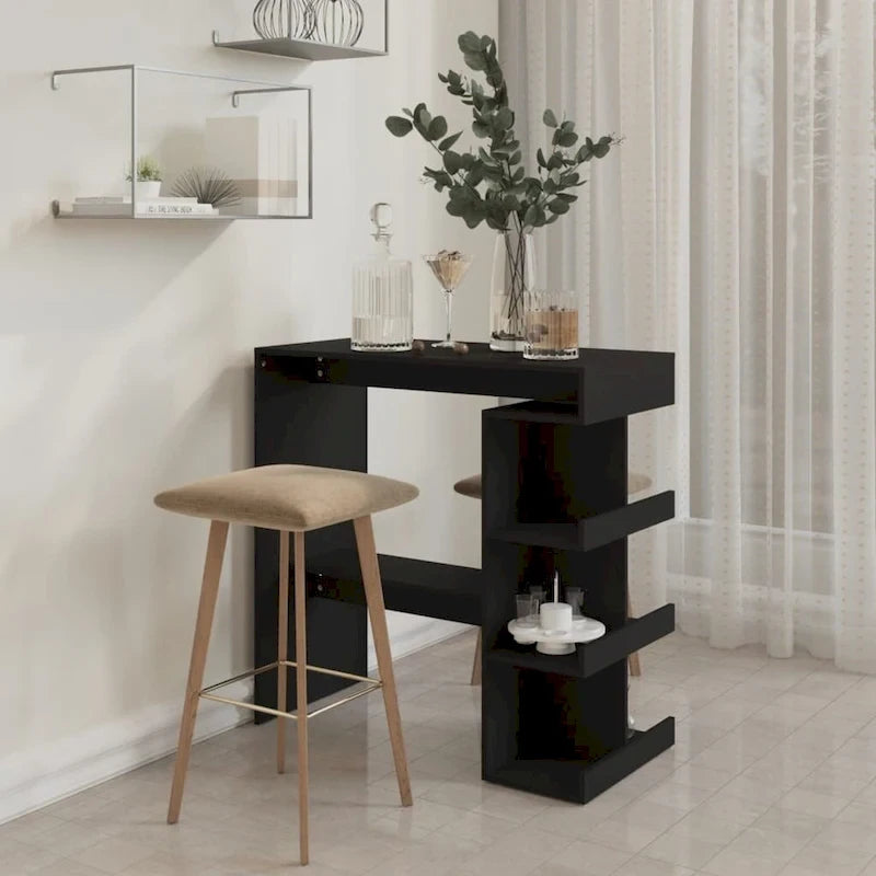 Table de bar de 39 pouces avec étagère de rangement et repose-pieds