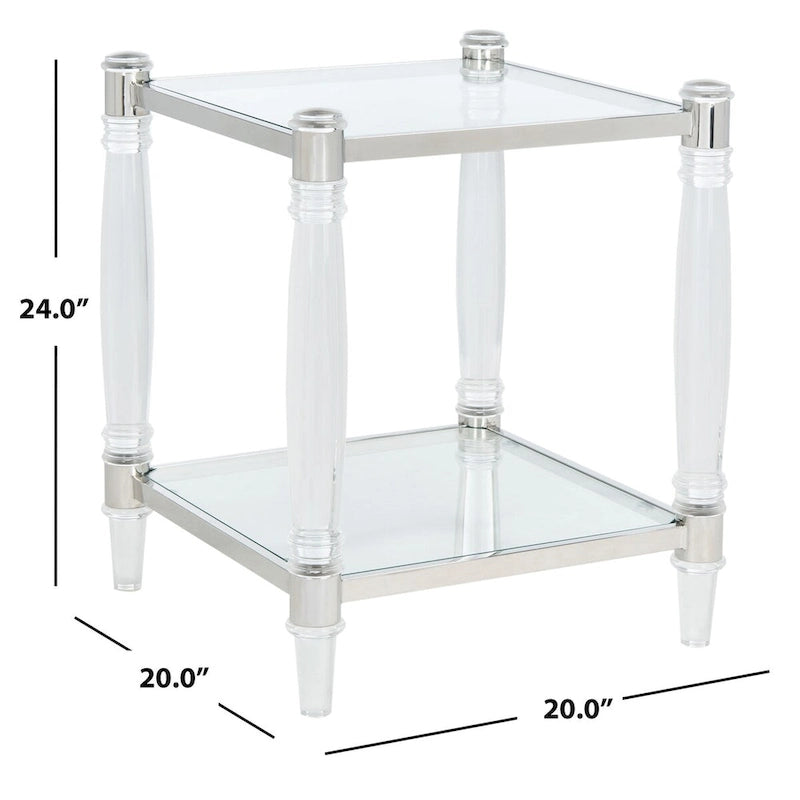 Table d'appoint en acrylique et verre de 20 po