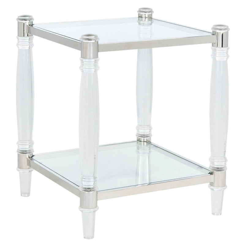 Table d'appoint en acrylique et verre de 20 po