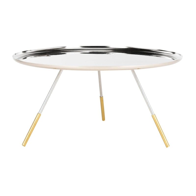 Table basse ronde avec plateau-serviteur – 29 la. x 29 prof. x 15 h.