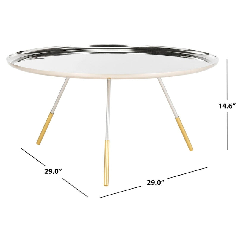 Table basse ronde avec plateau-serviteur – 29 la. x 29 prof. x 15 h.
