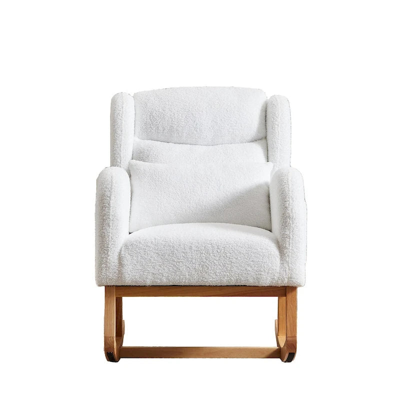 Fauteuil à bascule moderne à dossier haut pour salon, avec deux poches latérales