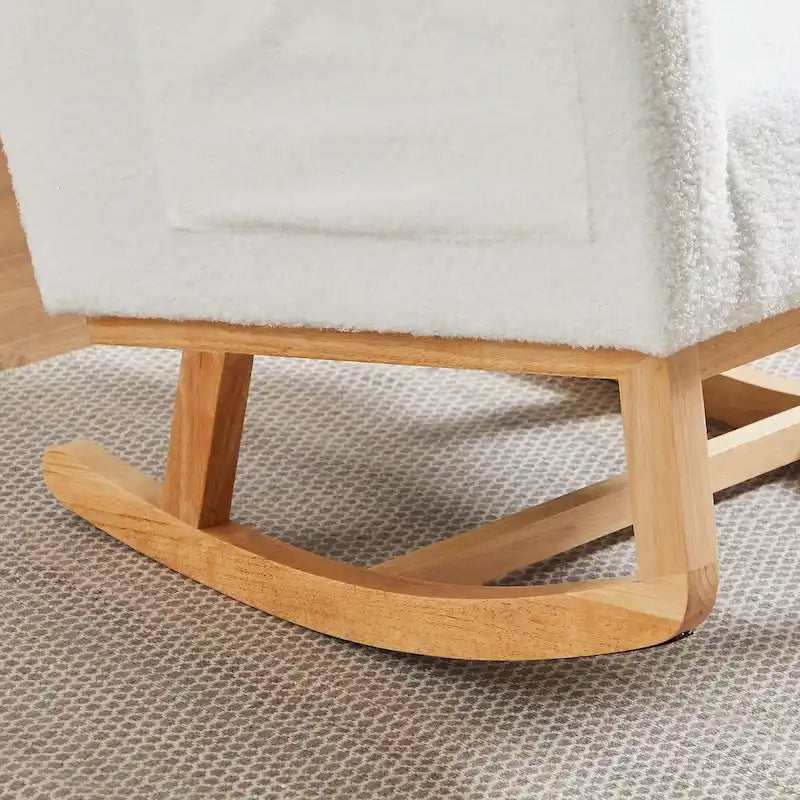 Fauteuil à bascule moderne à dossier haut pour salon, avec deux poches latérales