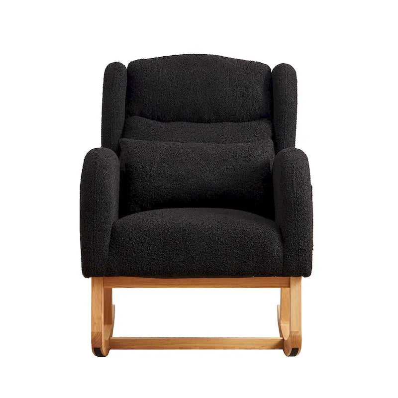 Fauteuil à bascule moderne à dossier haut pour salon, avec deux poches latérales