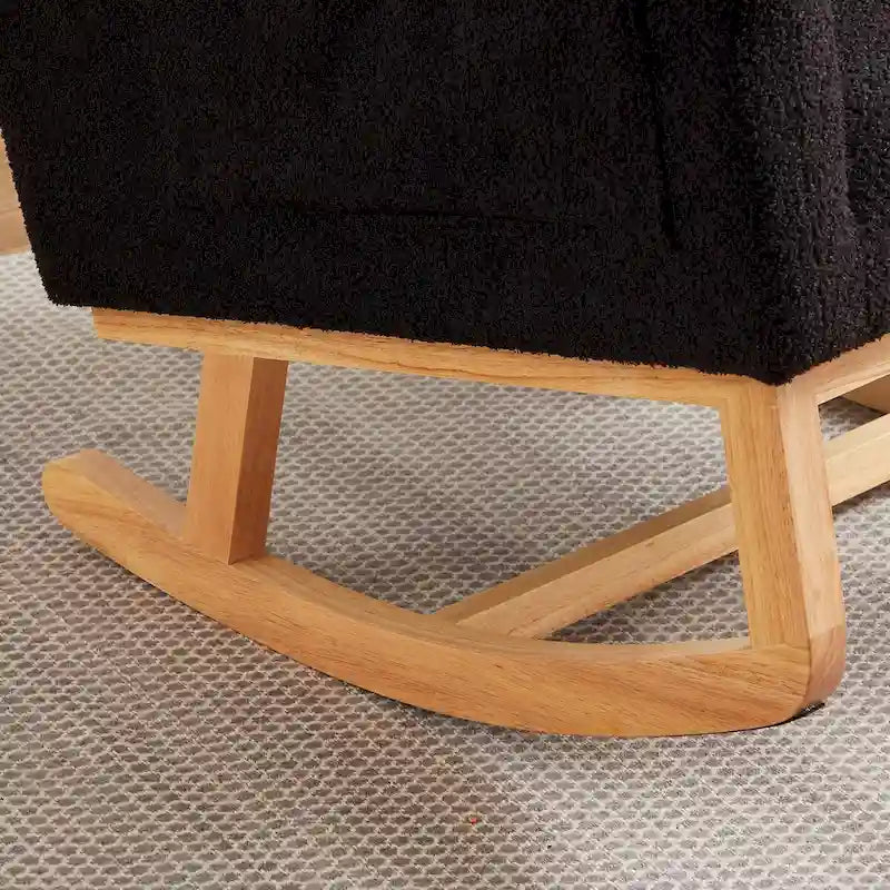 Fauteuil à bascule moderne à dossier haut pour salon, avec deux poches latérales