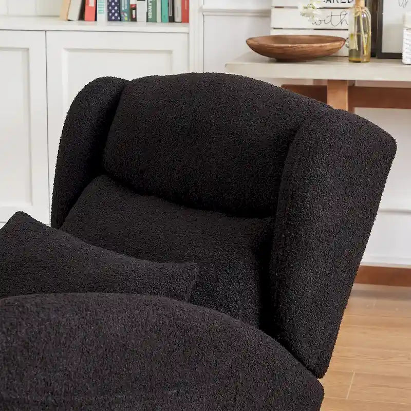 Fauteuil à bascule moderne à dossier haut pour salon, avec deux poches latérales
