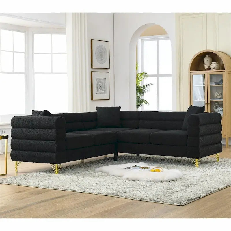 Grand canapé d'angle en forme de L de 207 cm à 5 places avec 3 coussins
