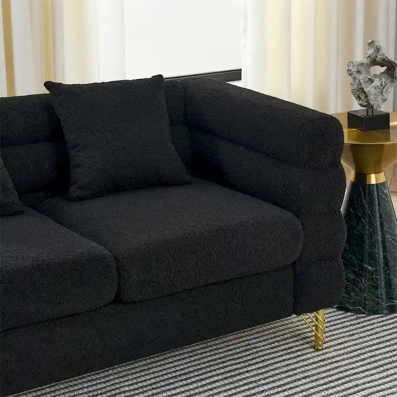 Grand canapé d'angle en forme de L de 207 cm à 5 places avec 3 coussins