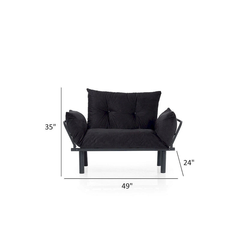 Causeuse futon pliable avec cadre métallique