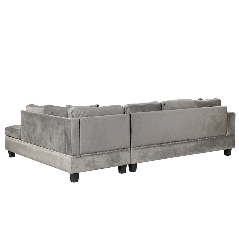Canapé sectionnel moderne en L de 104,5 pouces avec pouf de rangement et méridienne réversible - 104,5 larg. x 74,5 prof. x 33,5 haut.