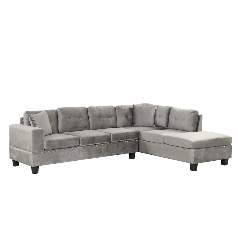 Canapé sectionnel moderne en L de 104,5 pouces avec pouf de rangement et méridienne réversible - 104,5 larg. x 74,5 prof. x 33,5 haut.