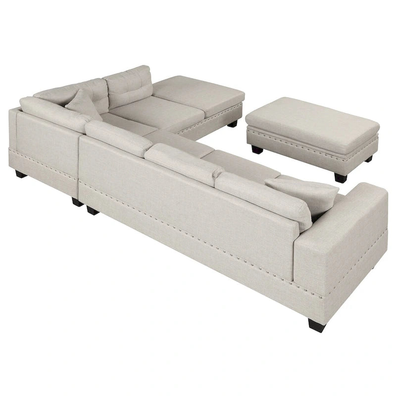 Canapé sectionnel moderne en L de 104,5 pouces avec pouf de rangement et méridienne réversible - 104,5 larg. x 74,5 prof. x 33,5 haut.