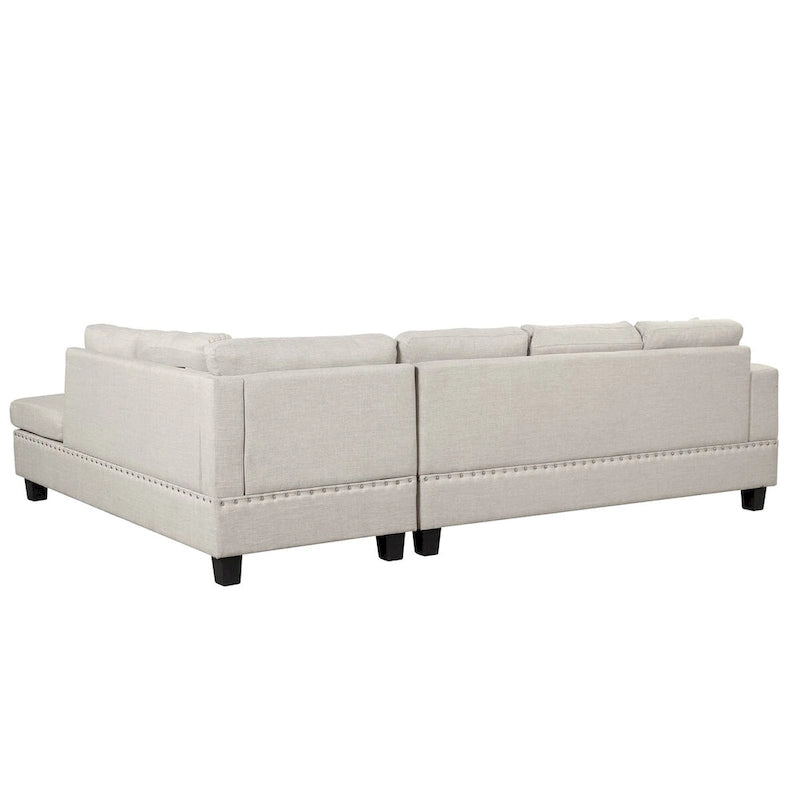 Canapé sectionnel moderne en L de 104,5 pouces avec pouf de rangement et méridienne réversible - 104,5 larg. x 74,5 prof. x 33,5 haut.
