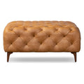 Pouffe en cuir italien pleine fleur couleur cognac