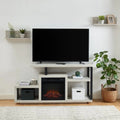 Meuble TV en bois classique avec cheminée électrique pour téléviseur jusqu'à 5 pouces