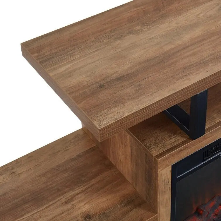 Meuble TV en bois classique avec cheminée électrique pour téléviseur jusqu'à 5 pouces