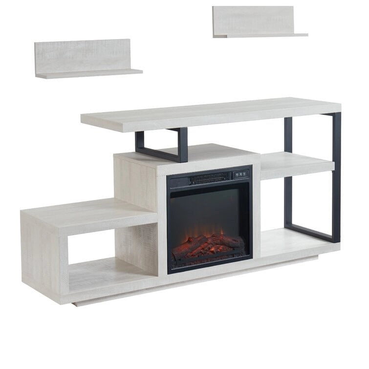 Meuble TV en bois classique avec cheminée électrique pour téléviseur jusqu'à 5 pouces