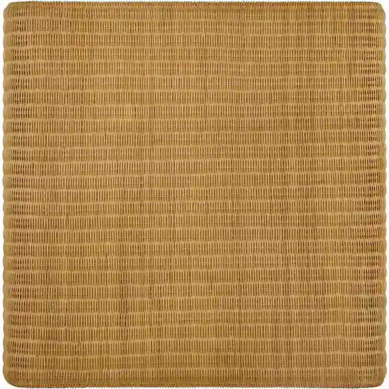 Table basse carrée en rotin de 91 cm, bords arrondis, marron texturé naturel