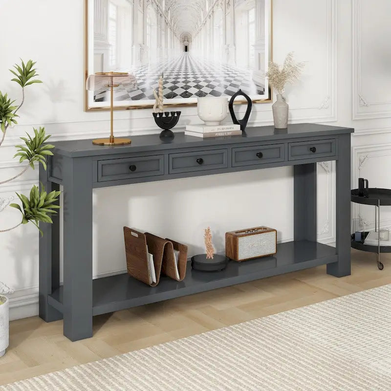 Console d'entrée pour couloir, table de canapé avec tiroirs de rangement et étagère inférieure