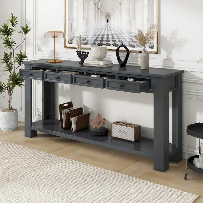 Console d'entrée pour couloir, table de canapé avec tiroirs de rangement et étagère inférieure
