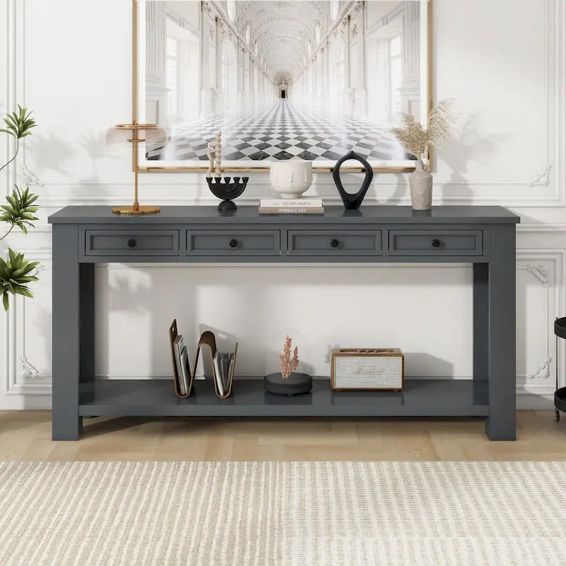 Console d'entrée pour couloir, table de canapé avec tiroirs de rangement et étagère inférieure