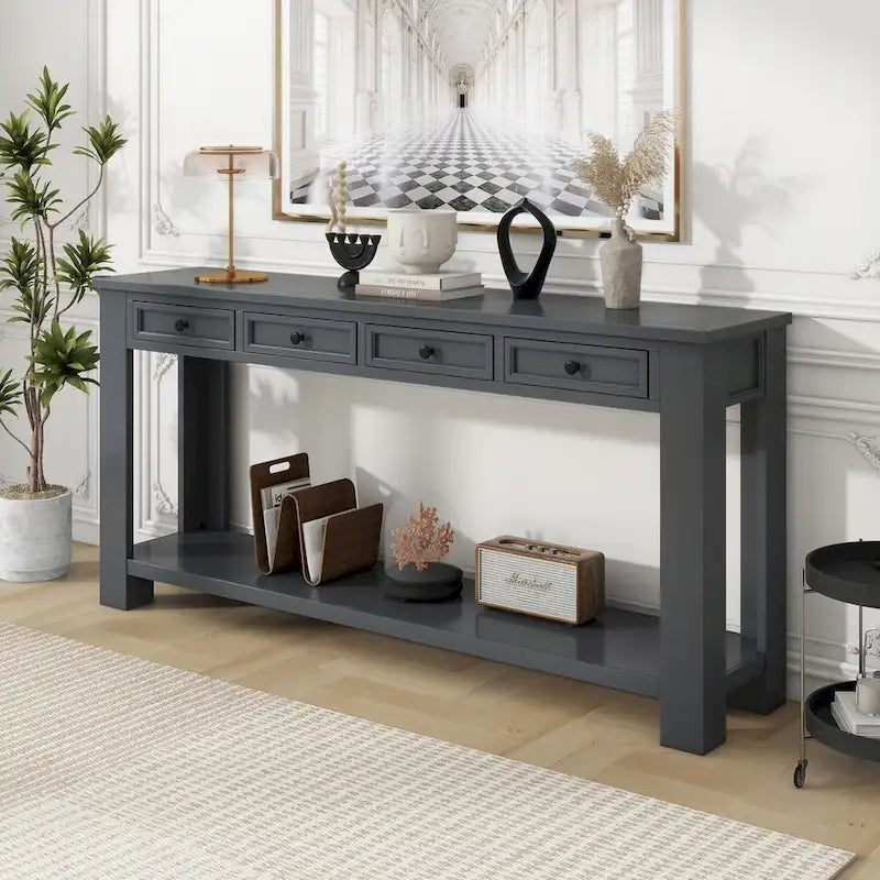 Console d'entrée pour couloir, table de canapé avec tiroirs de rangement et étagère inférieure