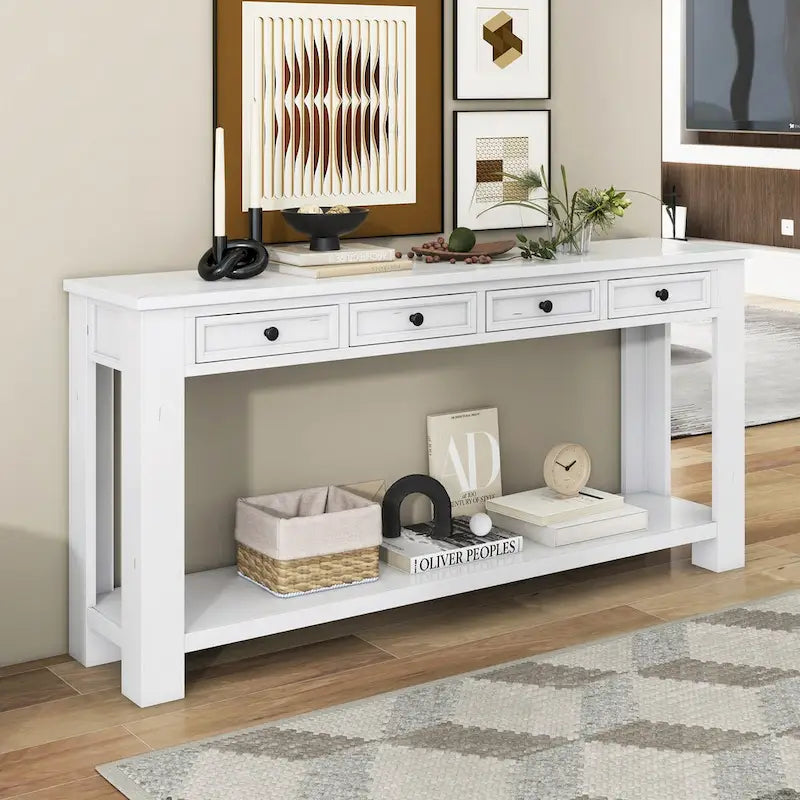 Console d'entrée pour couloir, table de canapé avec tiroirs de rangement et étagère inférieure