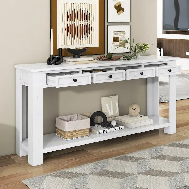 Console d'entrée pour couloir, table de canapé avec tiroirs de rangement et étagère inférieure