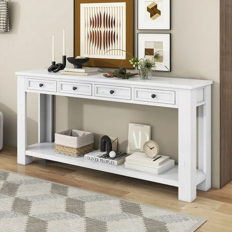 Console d'entrée pour couloir, table de canapé avec tiroirs de rangement et étagère inférieure