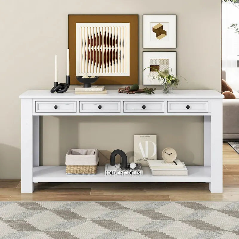 Console d'entrée pour couloir, table de canapé avec tiroirs de rangement et étagère inférieure