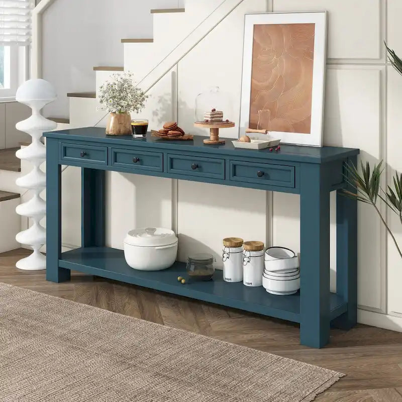 Console d'entrée pour couloir, table de canapé avec tiroirs de rangement et étagère inférieure