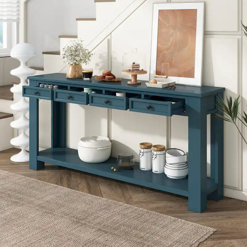 Console d'entrée pour couloir, table de canapé avec tiroirs de rangement et étagère inférieure