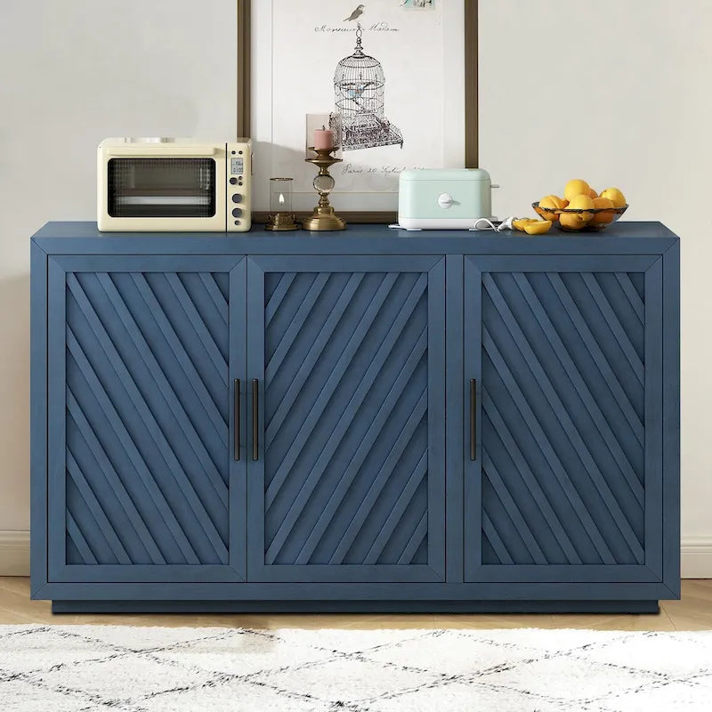 Buffet vintage classique en bois avec étagères intérieures réglables