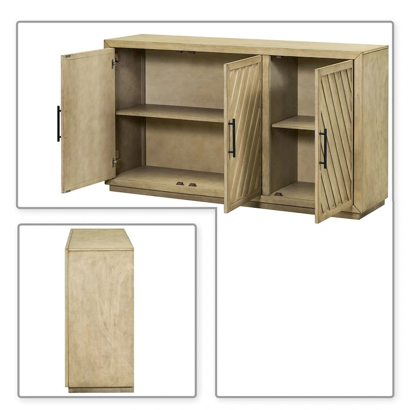 Buffet vintage classique en bois avec étagères intérieures réglables