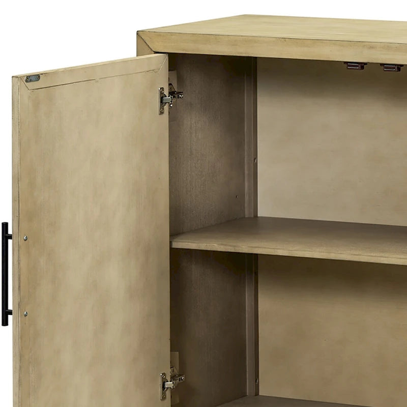 Buffet vintage classique en bois avec étagères intérieures réglables