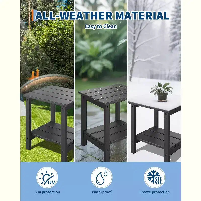 Ensemble de 4 chaises Adirondack pliantes avec 2 tables d'appoint, chaises d'extérieur modernes en HDPE pour patio, terrasse, balcon, jardin
