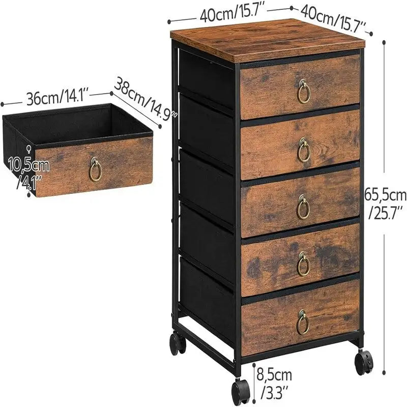 Commode de classement à 5 tiroirs - 15.7P x 15.7L x 25.7H