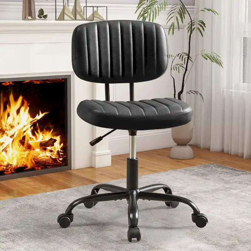 Chaise de bureau pivotante réglable en cuir synthétique