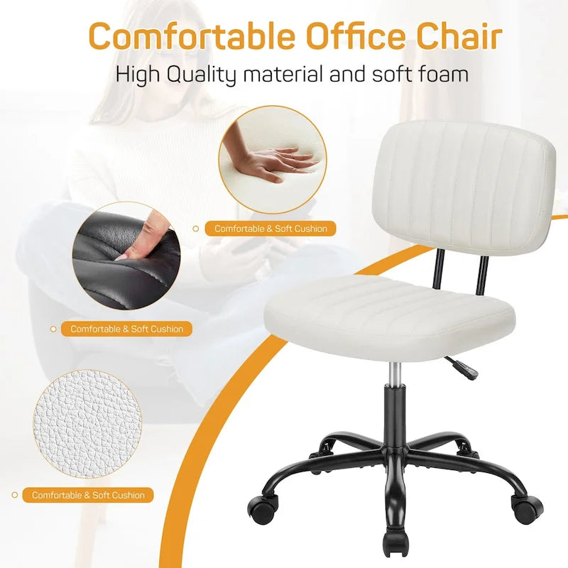 Chaise de bureau pivotante réglable en cuir synthétique