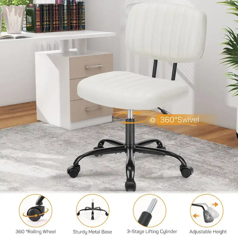 Chaise de bureau pivotante réglable en cuir synthétique