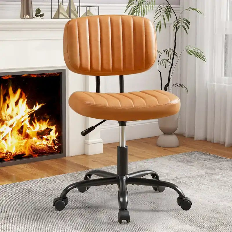 Chaise de bureau pivotante réglable en cuir synthétique