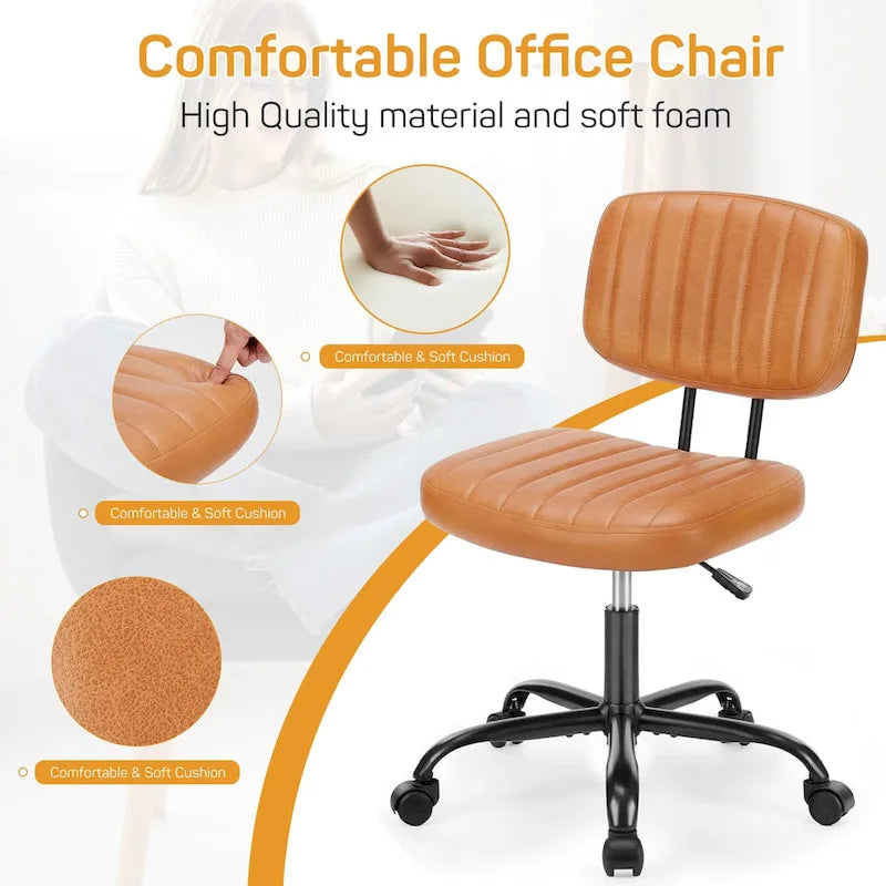 Chaise de bureau pivotante réglable en cuir synthétique