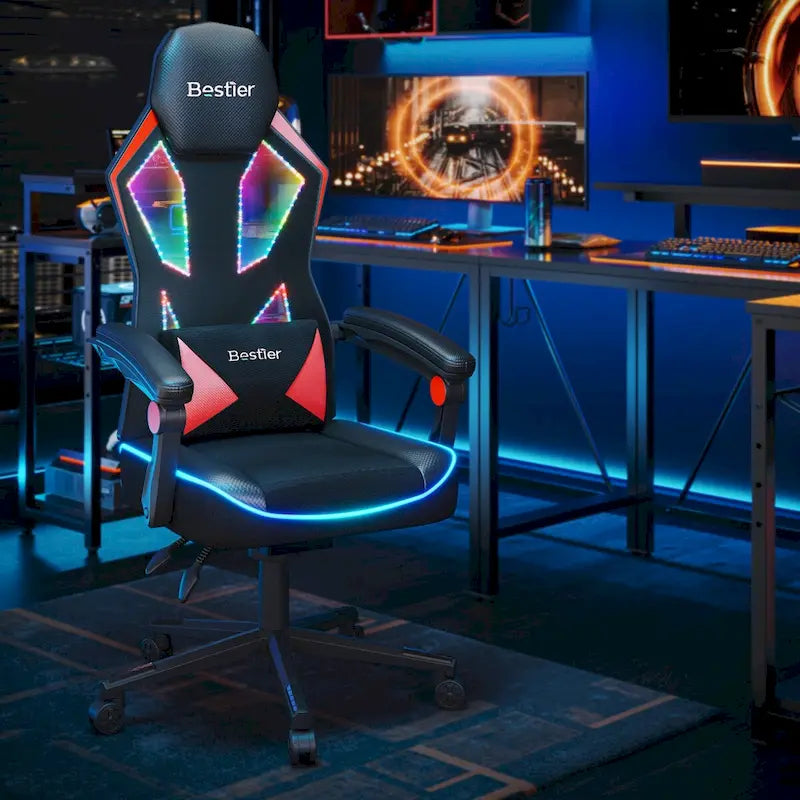 Chaise de jeu ergonomique RVB avec coussin à ressorts