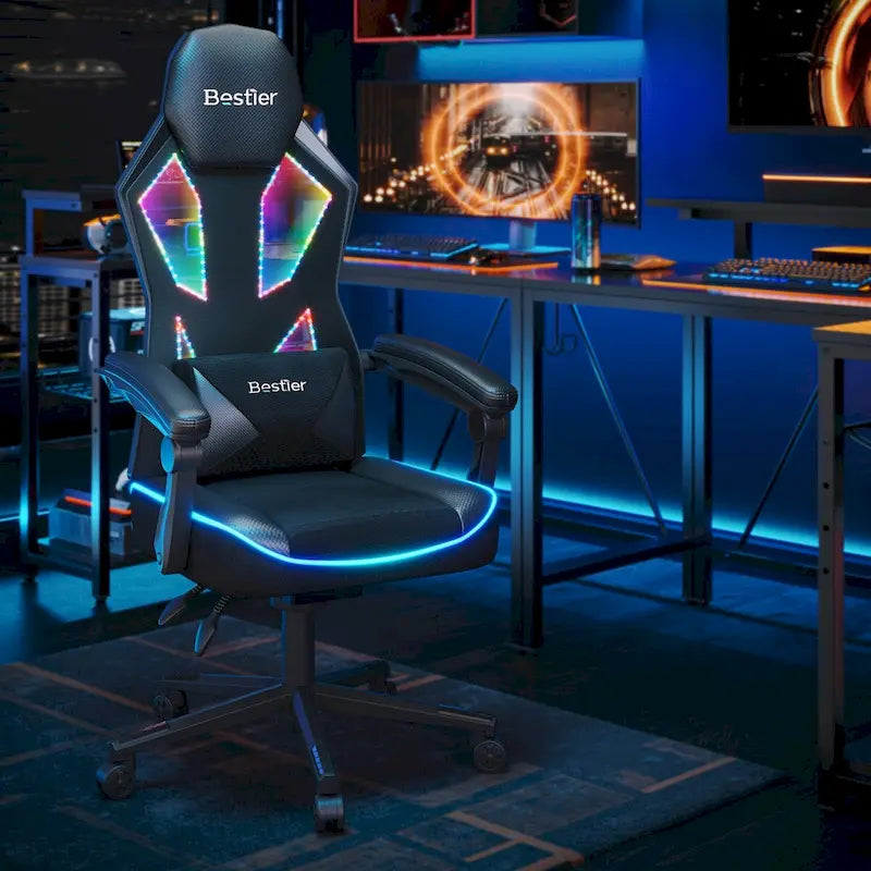 Chaise de jeu ergonomique RVB avec coussin à ressorts