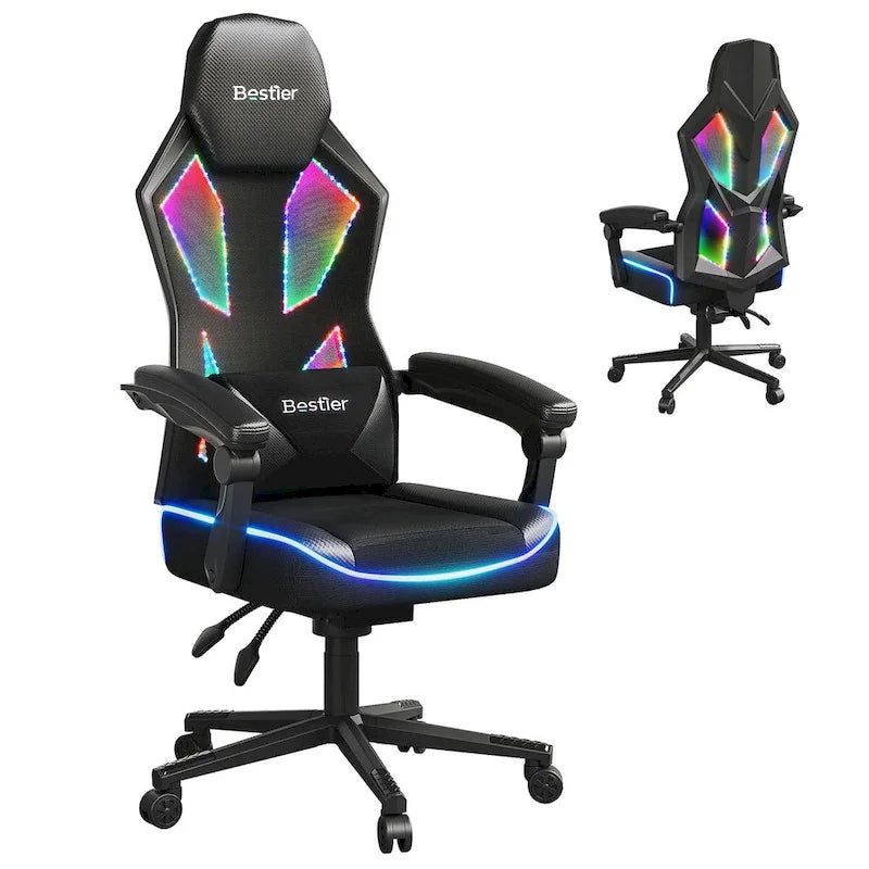 Chaise de jeu ergonomique RVB avec coussin à ressorts