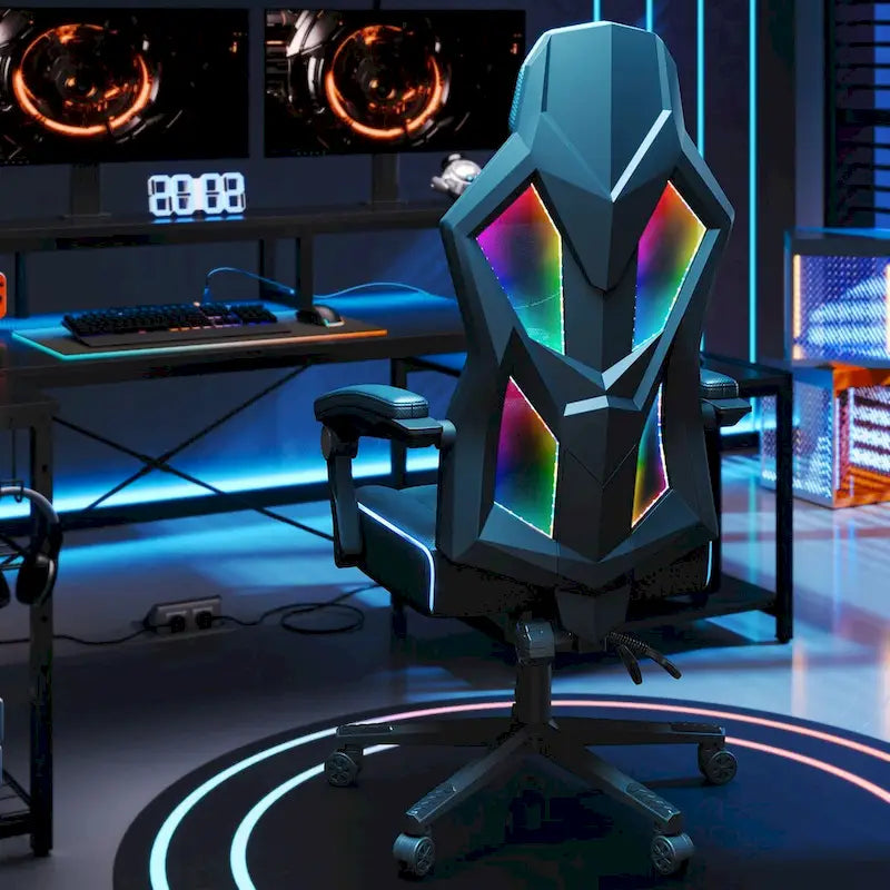 Chaise de jeu ergonomique RVB avec coussin à ressorts