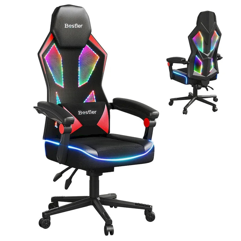 Chaise de jeu ergonomique RVB avec coussin à ressorts
