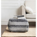 Pouf-ottoman carré rayé gris tissé à la main de 60 cm