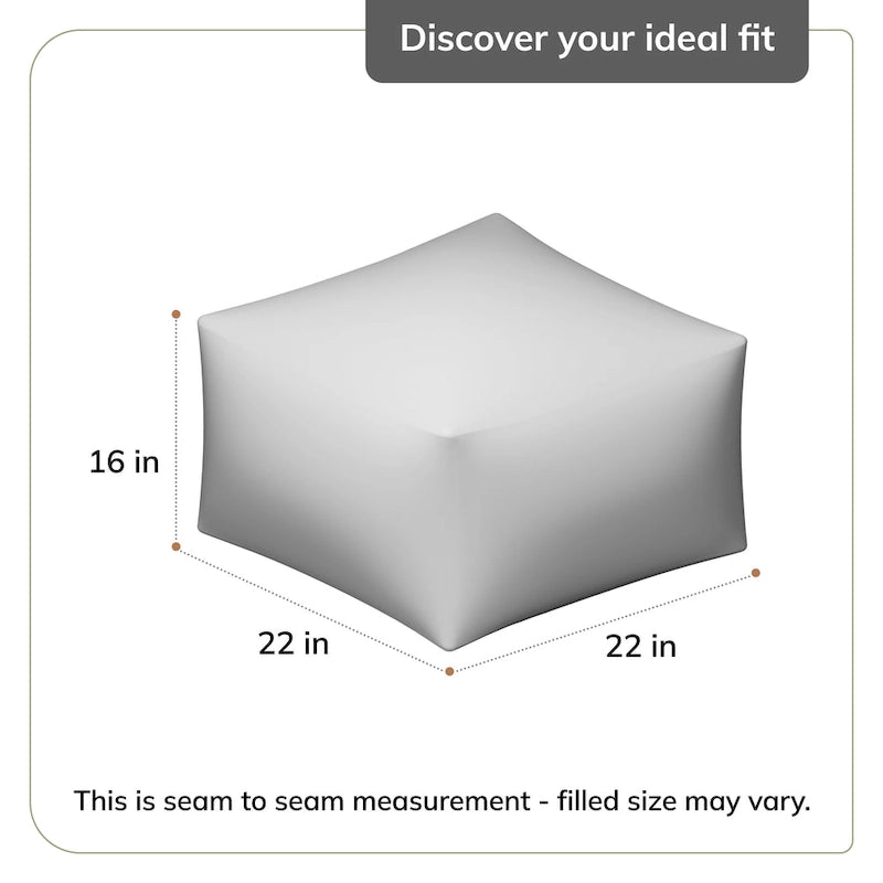 Pouf-ottoman carré rayé gris tissé à la main de 60 cm