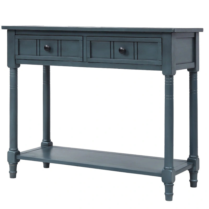 Console vintage avec 2 tiroirs et étagère inférieure